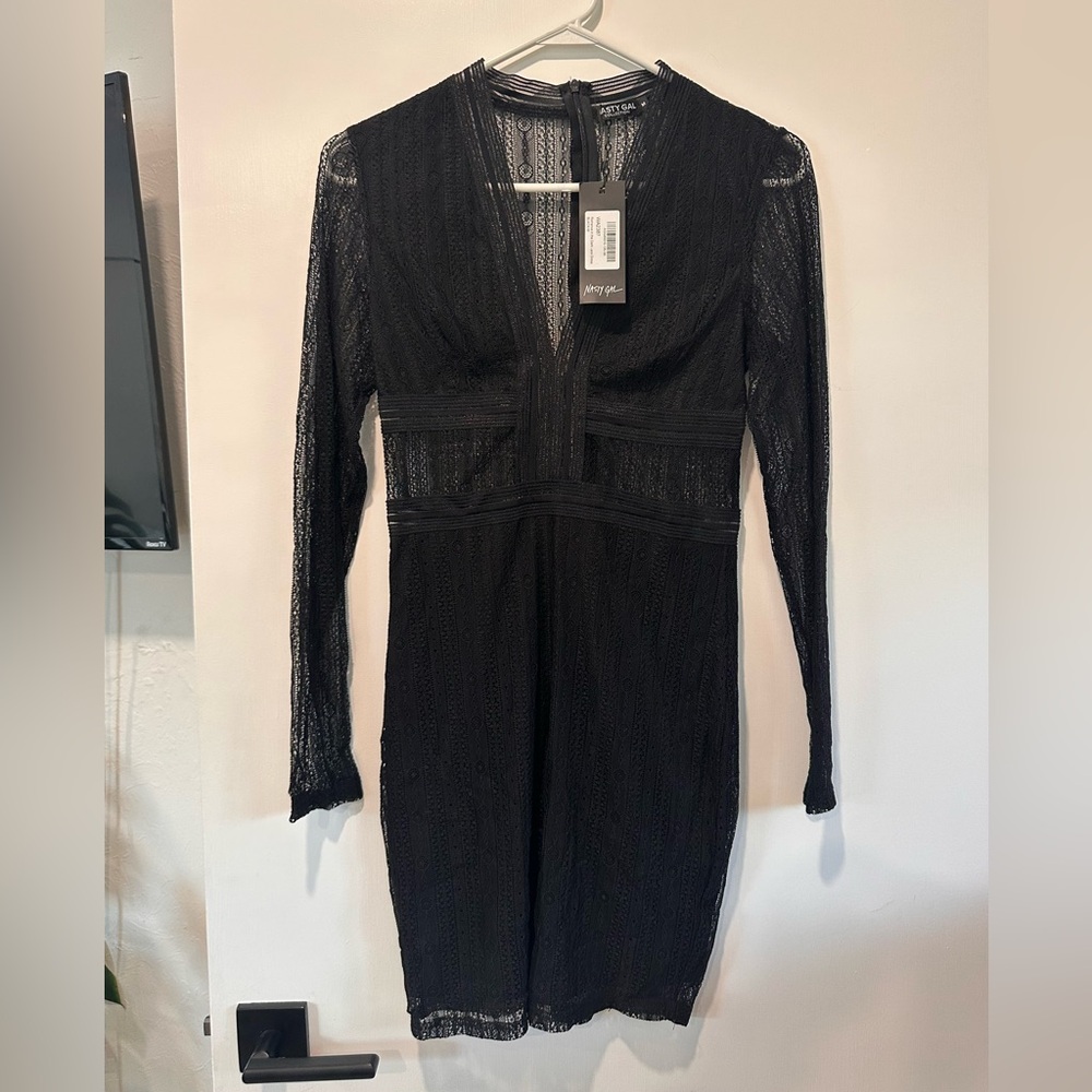 Nasty Gal Black Long Sleeve Lace Dress